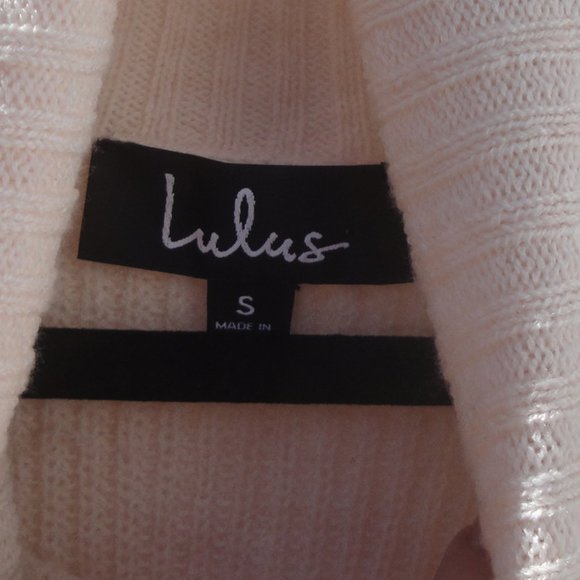 Lulu's Sweater Women's Small 2 tone Beige Long Sleeves Preppy Chic - Picture 2 of 3